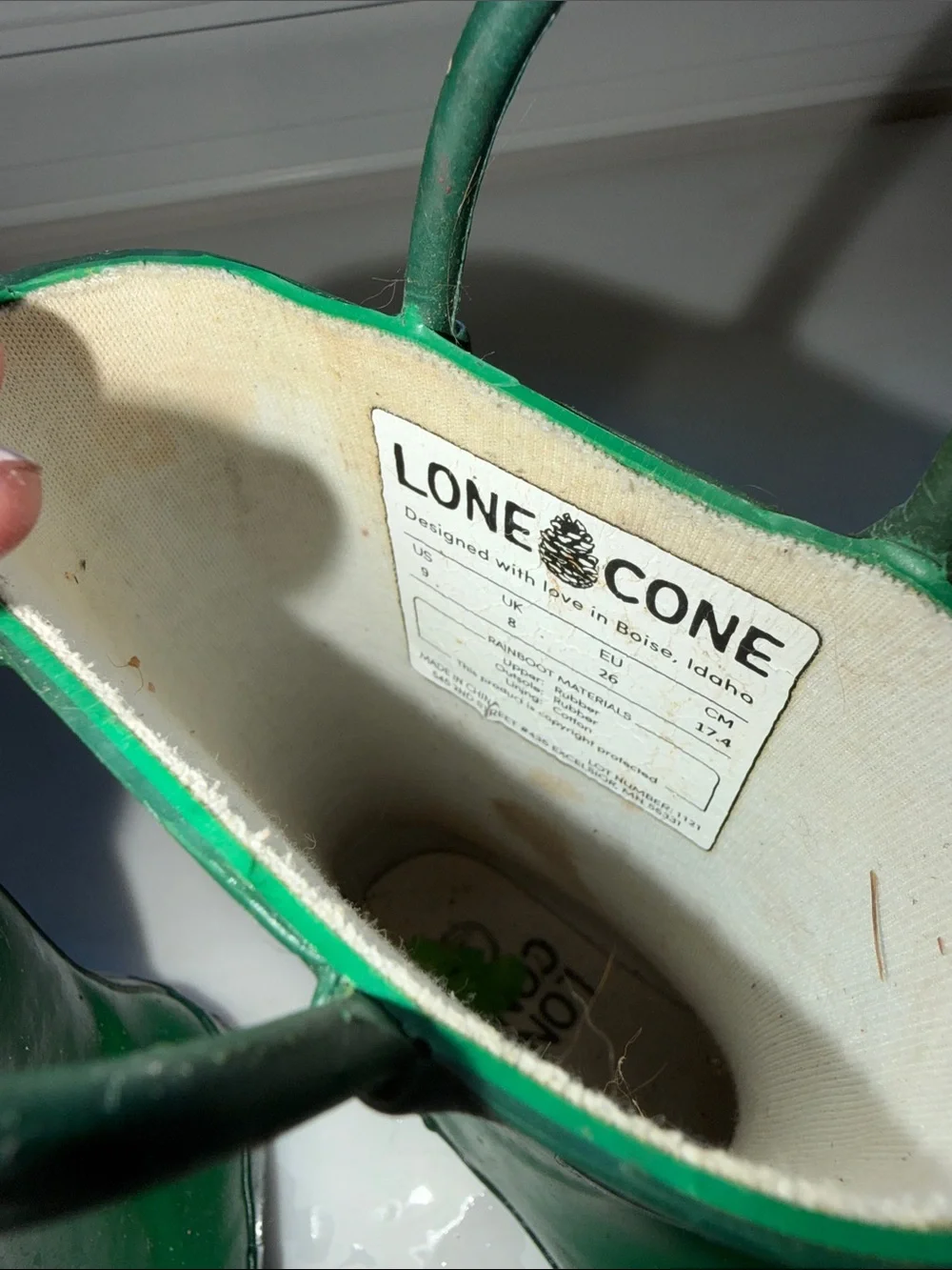 Lone Cone Green Kids Waterproof Rain Boots